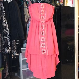 Aztec design High low dress L Strapless